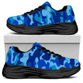 Blue Camouflage Print Black Chunky Shoes