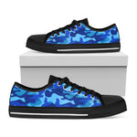 Blue Camouflage Print Black Low Top Sneakers