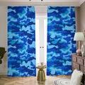 Blue Camouflage Print Dimout Pencil Pleat Curtains