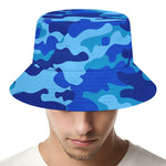 Blue Camouflage Print Bucket Hat
