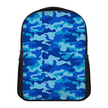 Blue Camouflage Print Casual Backpack