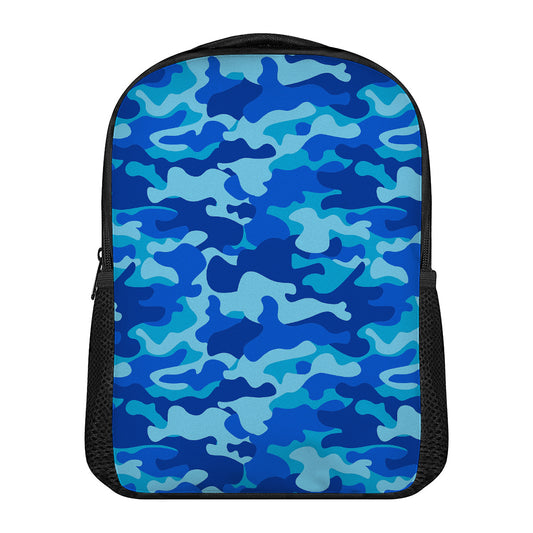 Blue Camouflage Print Casual Backpack