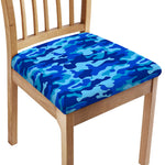 Blue Camouflage Print Chair Cushion Cover