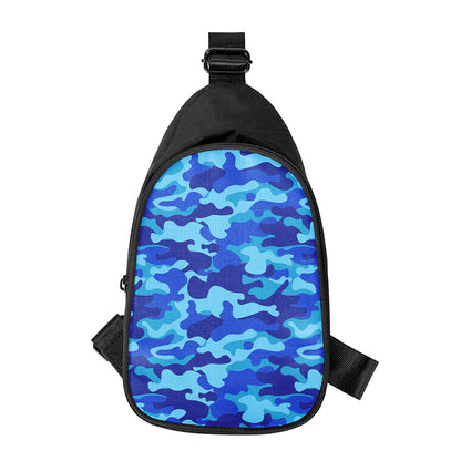 Blue Camouflage Print Chest Bag
