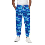 Blue Camouflage Print Cotton Pants