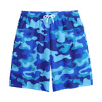 Blue Camouflage Print Cotton Shorts
