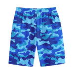 Blue Camouflage Print Cotton Shorts