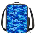 Blue Camouflage Print Crossbody Lunch Bag
