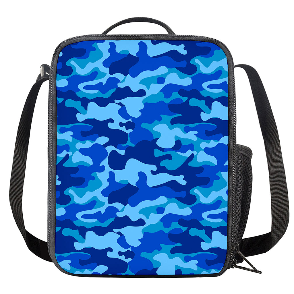 Blue Camouflage Print Crossbody Lunch Bag