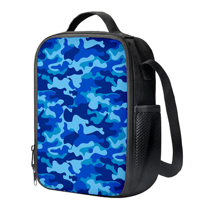 Blue Camouflage Print Crossbody Lunch Bag
