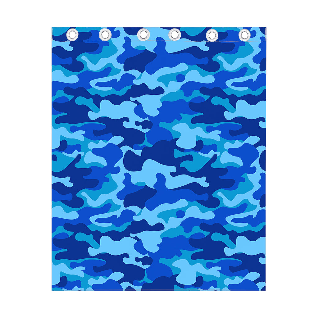 Blue Camouflage Print Curtain