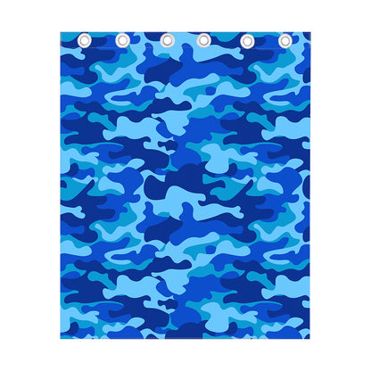 Blue Camouflage Print Curtain
