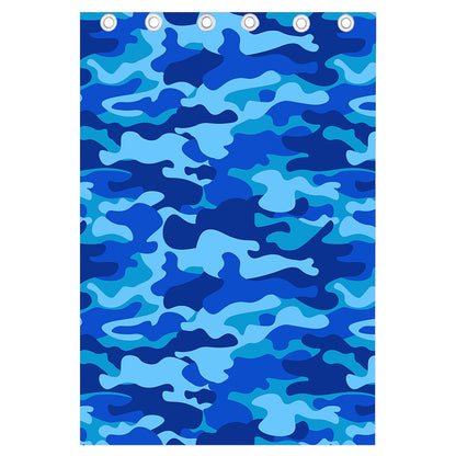 Blue Camouflage Print Curtain