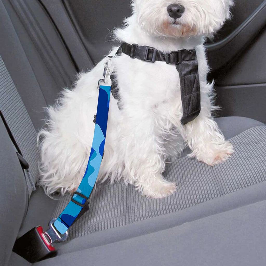 Blue Camouflage Print Dog Seat Belt