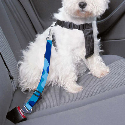 Blue Camouflage Print Dog Seat Belt