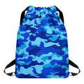 Blue Camouflage Print Drawstring Backpack