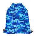 Blue Camouflage Print Drawstring Bag