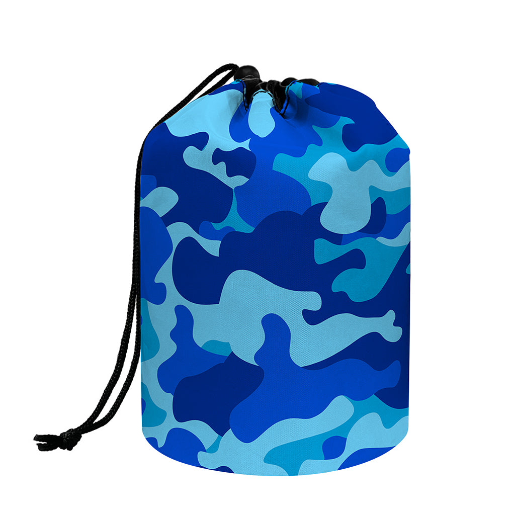Blue Camouflage Print Drawstring Makeup Bag