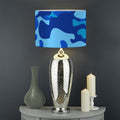 Blue Camouflage Print Drum Lamp Shade