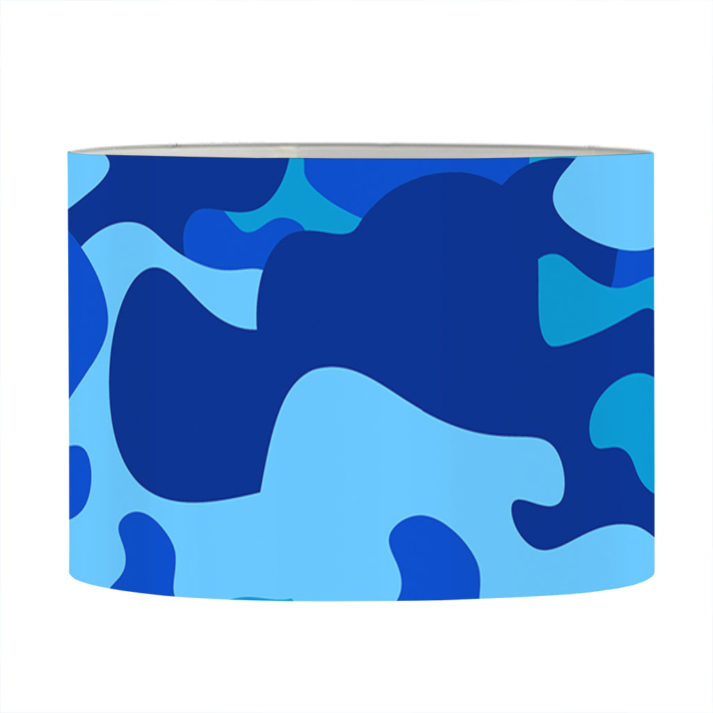 Blue Camouflage Print Drum Lamp Shade