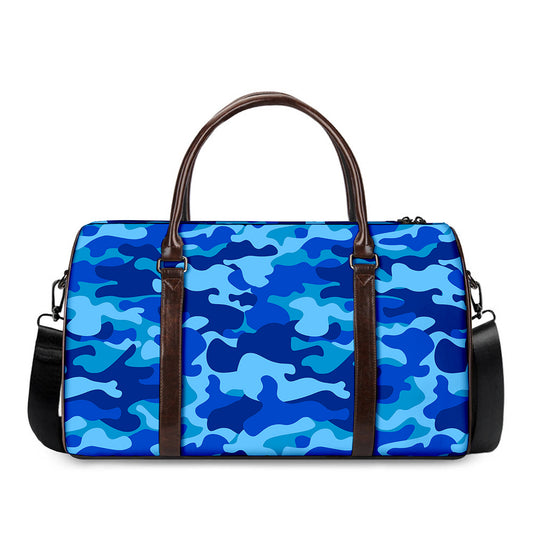 Blue Camouflage Print Duffle Bag