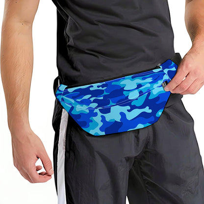Blue Camouflage Print Fanny Pack