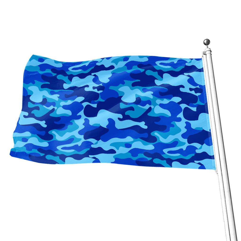 Blue Camouflage Print Flag