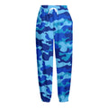 Blue Camouflage Print Fleece Lined Knit Pants