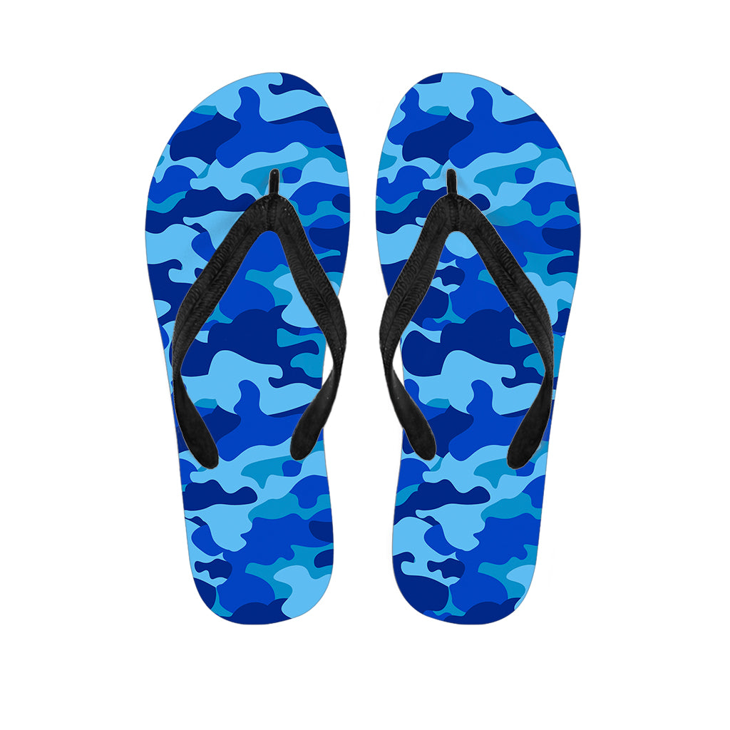 Blue Camouflage Print Flip Flops