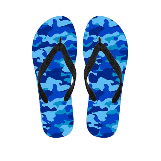 Blue Camouflage Print Flip Flops