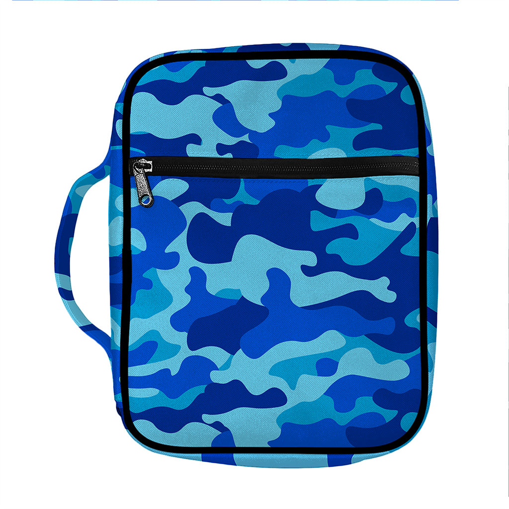 Blue Camouflage Print Front Pocket Bible Bag