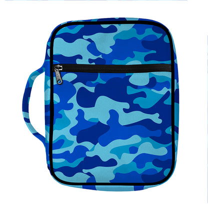 Blue Camouflage Print Front Pocket Bible Bag