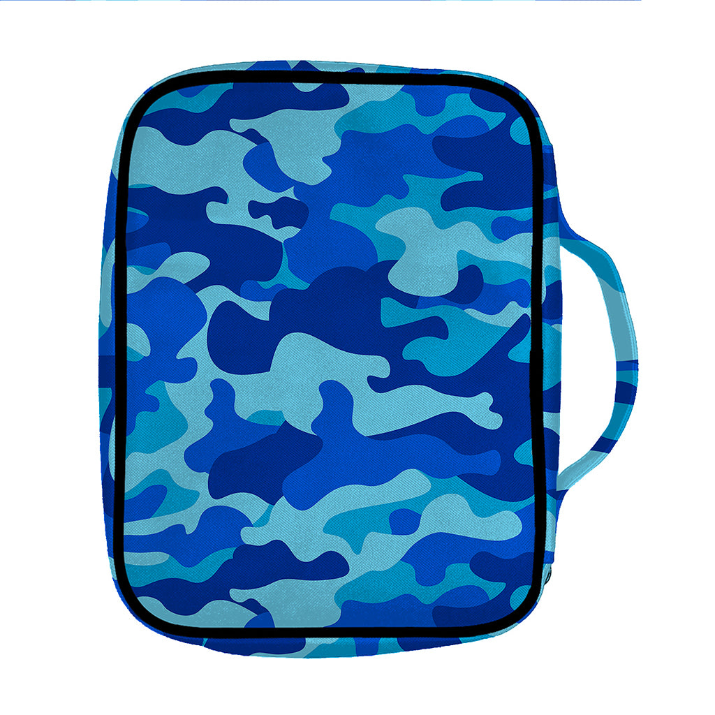 Blue Camouflage Print Front Pocket Bible Bag