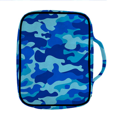 Blue Camouflage Print Front Pocket Bible Bag