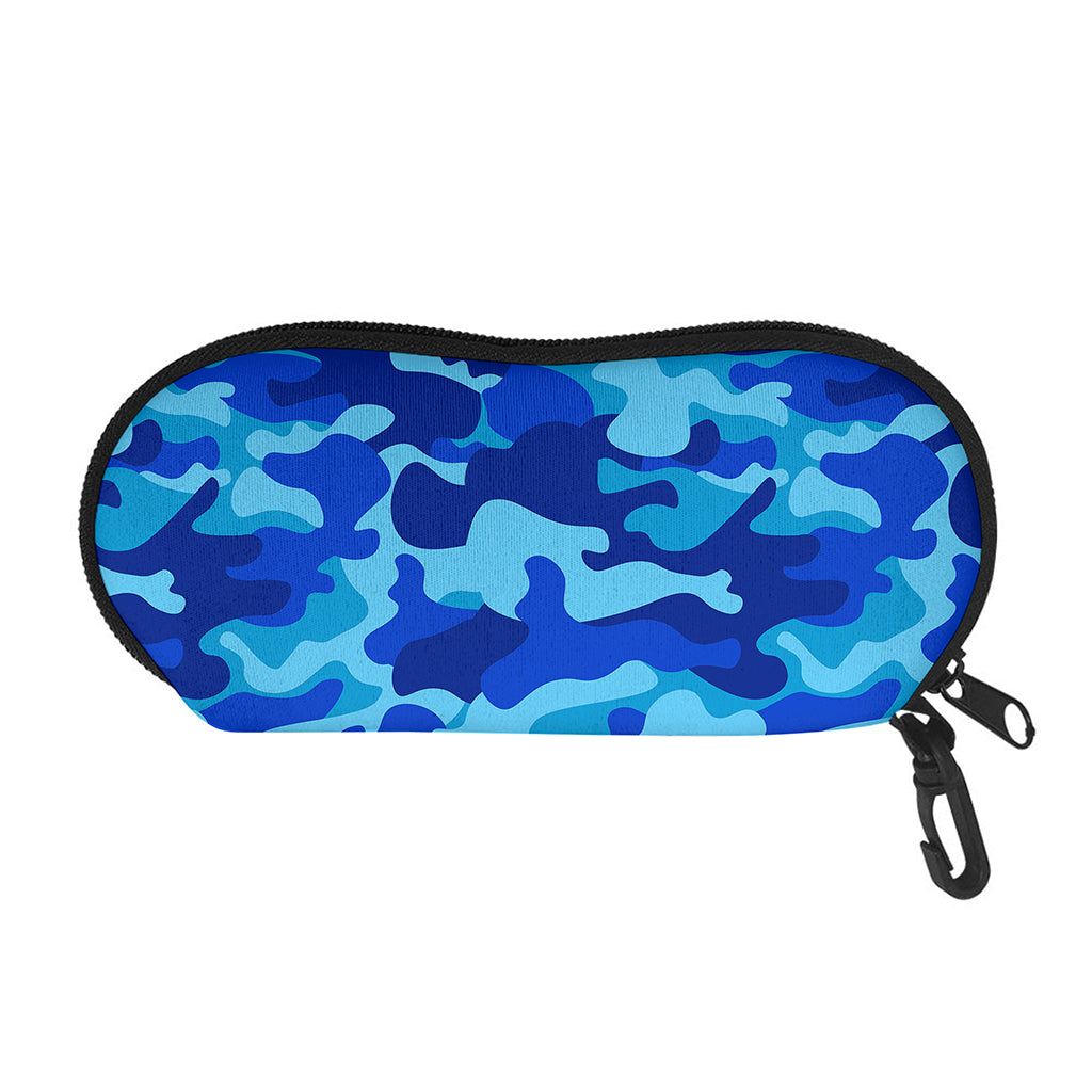 Blue Camouflage Print Glasses Case