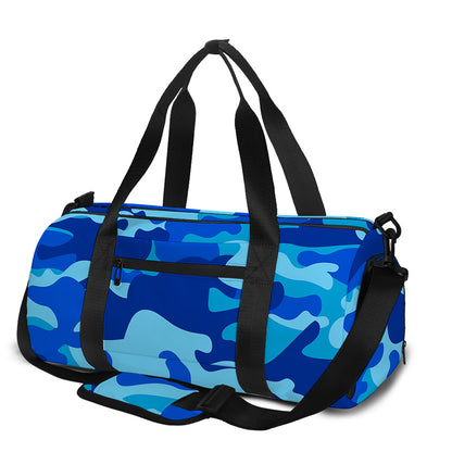 Blue Camouflage Print Gym Bag