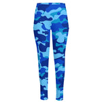 Blue Camouflage Print High-Waisted Pocket Leggings