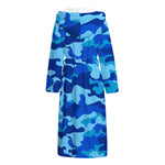Blue Camouflage Print Hooded Bathrobe