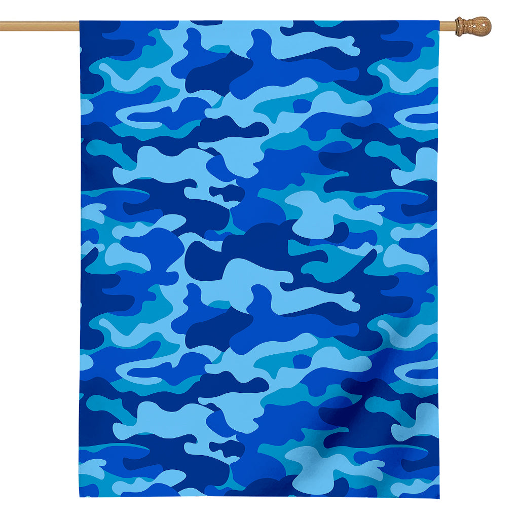 Blue Camouflage Print House Flag
