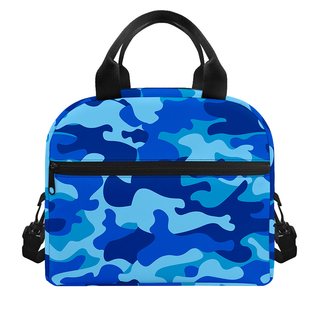 Blue Camouflage Print Insulated Lunch Bag
