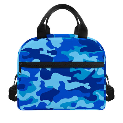 Blue Camouflage Print Insulated Lunch Bag