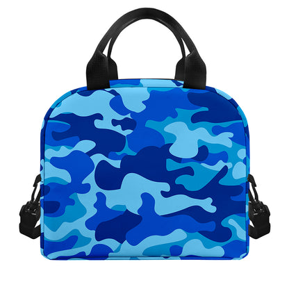 Blue Camouflage Print Insulated Lunch Bag