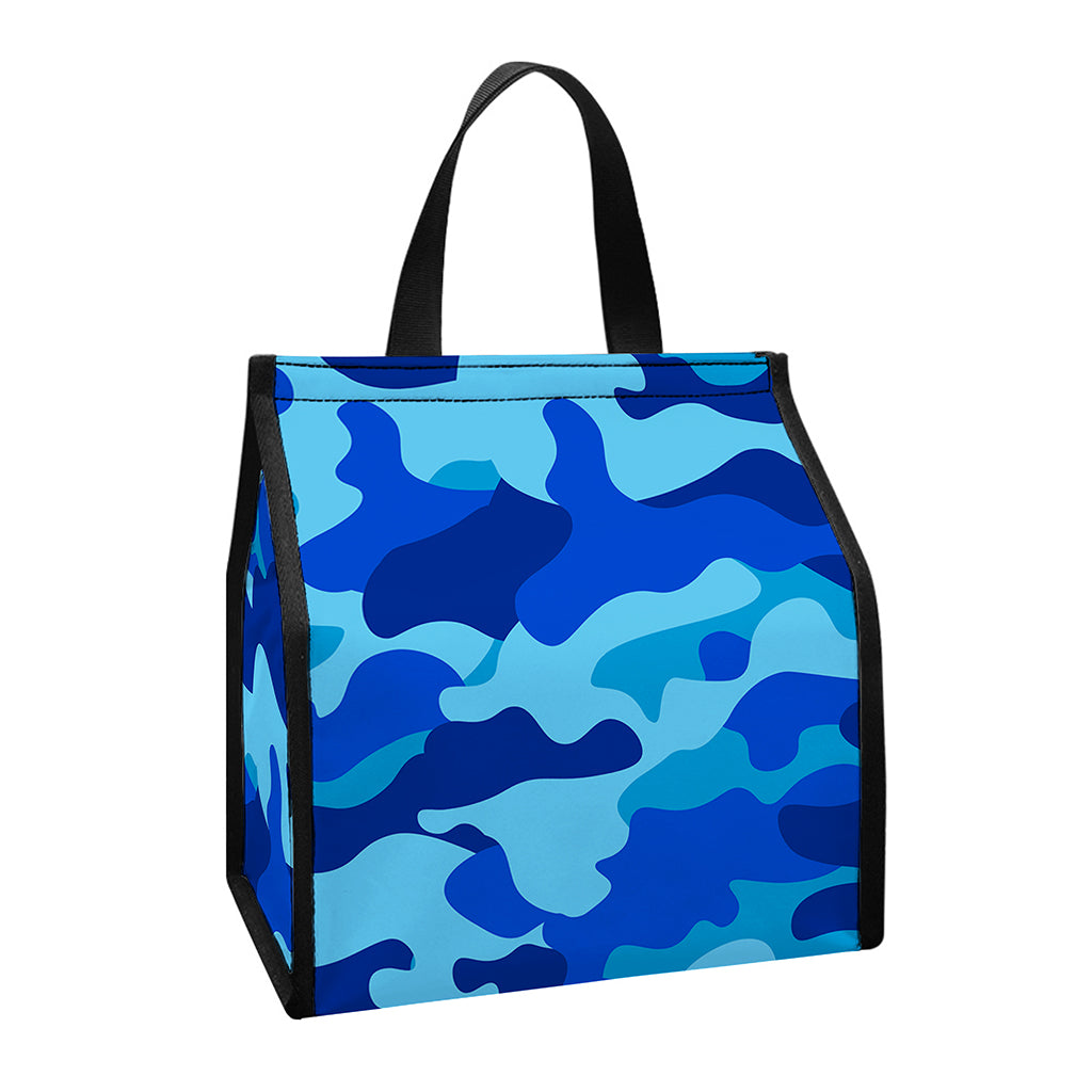 Blue Camouflage Print Insulated Lunch Tote