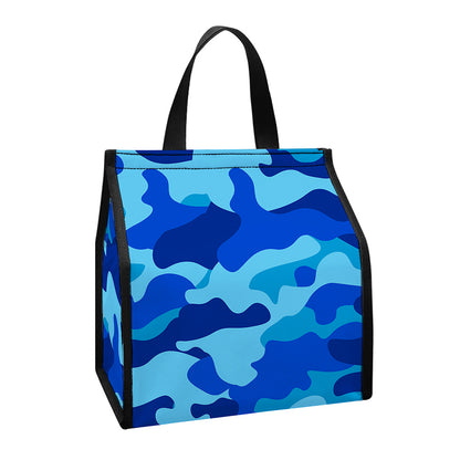 Blue Camouflage Print Insulated Lunch Tote