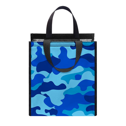 Blue Camouflage Print Insulated Lunch Tote