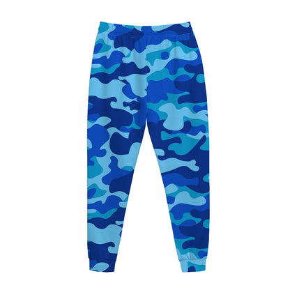 Blue Camouflage Print Jogger Pants