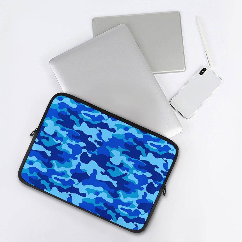 Blue Camouflage Print Laptop Sleeve