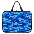 Blue Camouflage Print Laptop Sleeve With Handle