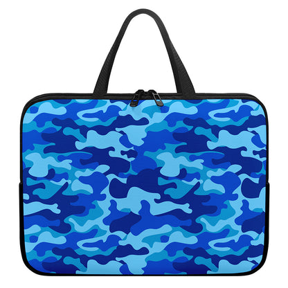 Blue Camouflage Print Laptop Sleeve With Handle