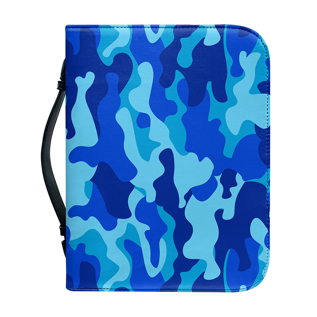 Blue Camouflage Print Leather Bible Cover